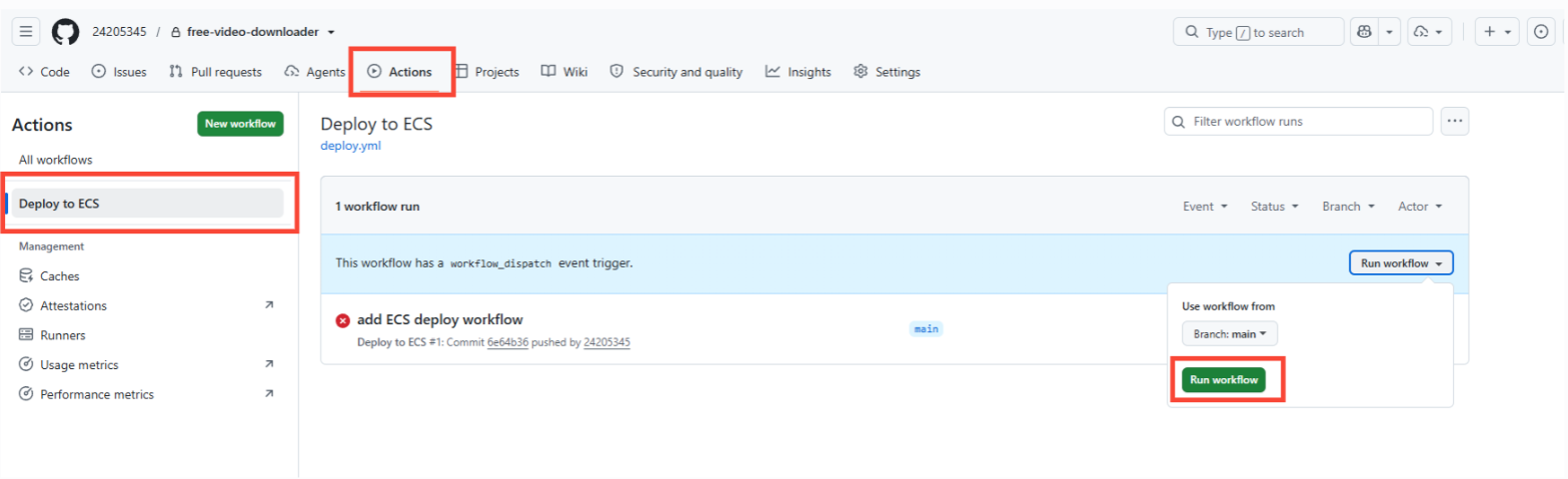 Actions → Run workflow
